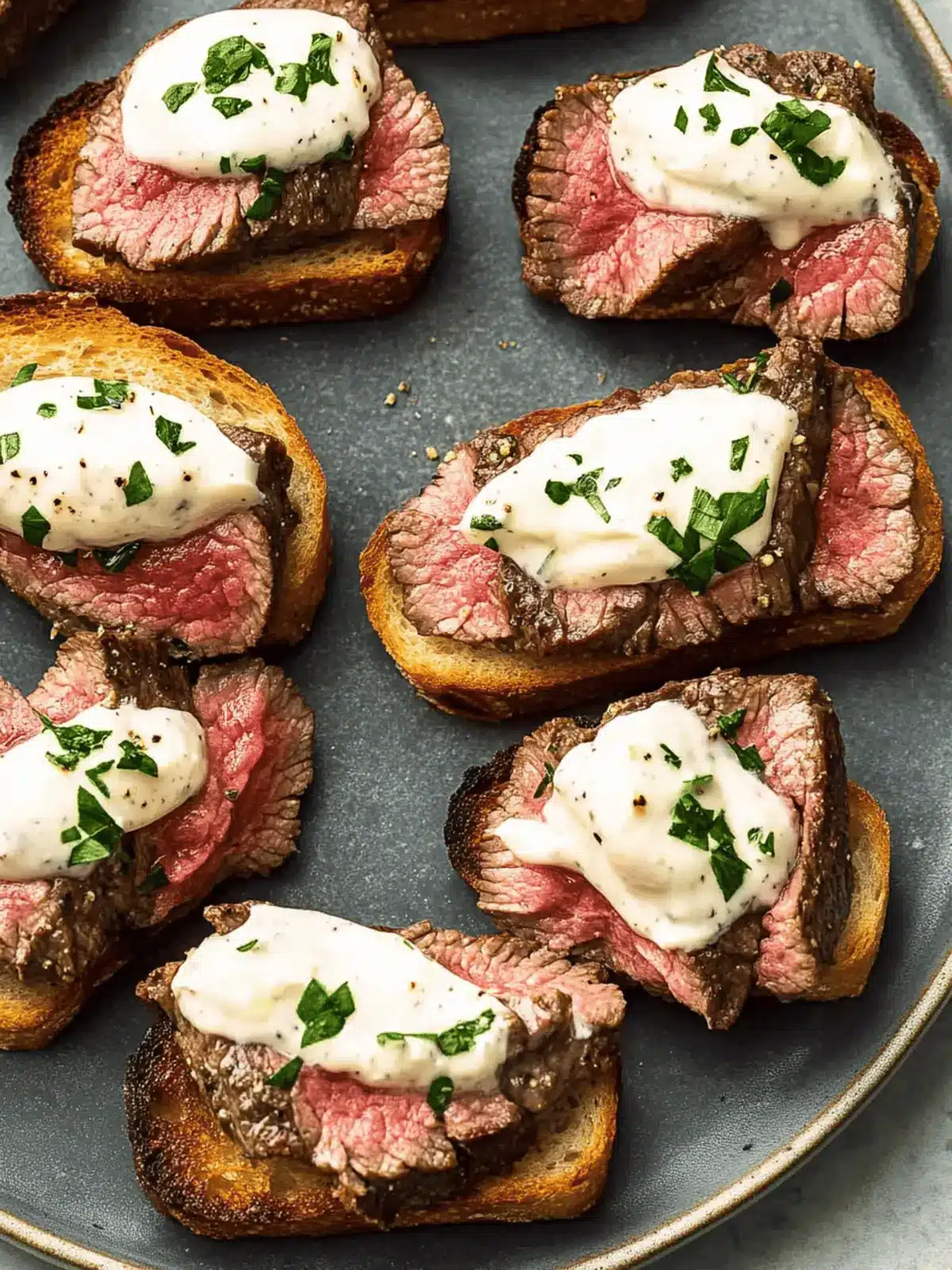 Steak Crostini with Horseradish Cream