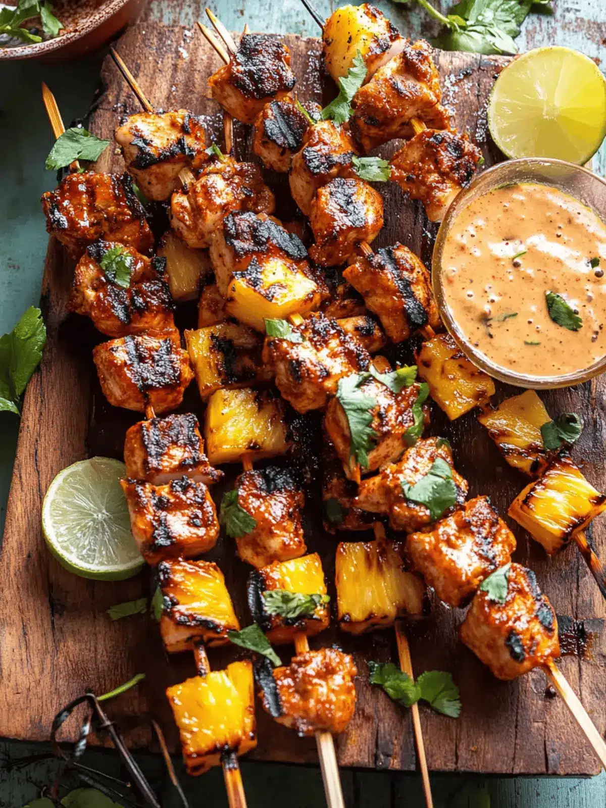 Chipotle Pineapple Bang Bang Chicken Skewers