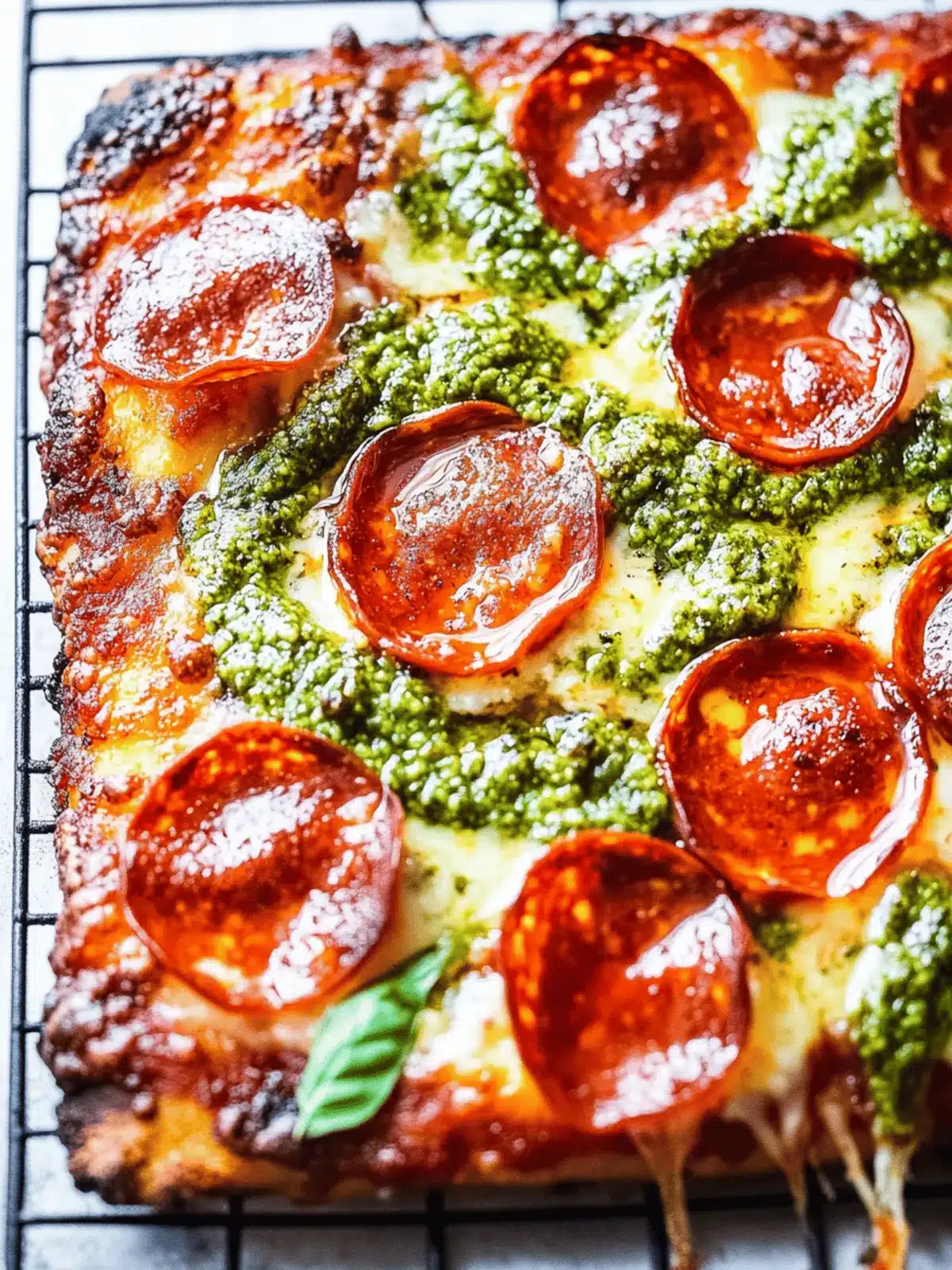 Pepperoni and Roasted Jalapeno Pesto Pan Pizza
