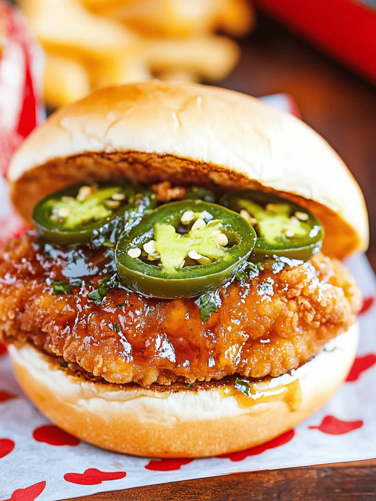 Jalapeno Honey Drenched Crispy Fried Chicken Sandwich