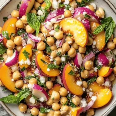 Chickpea Peach Salad with Honey Lime Dressing