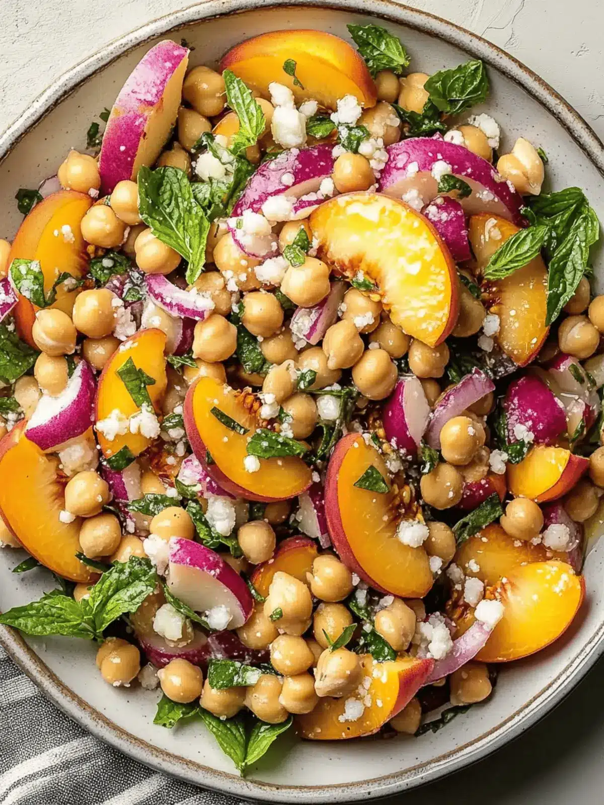 Chickpea Peach Salad with Honey Lime Dressing