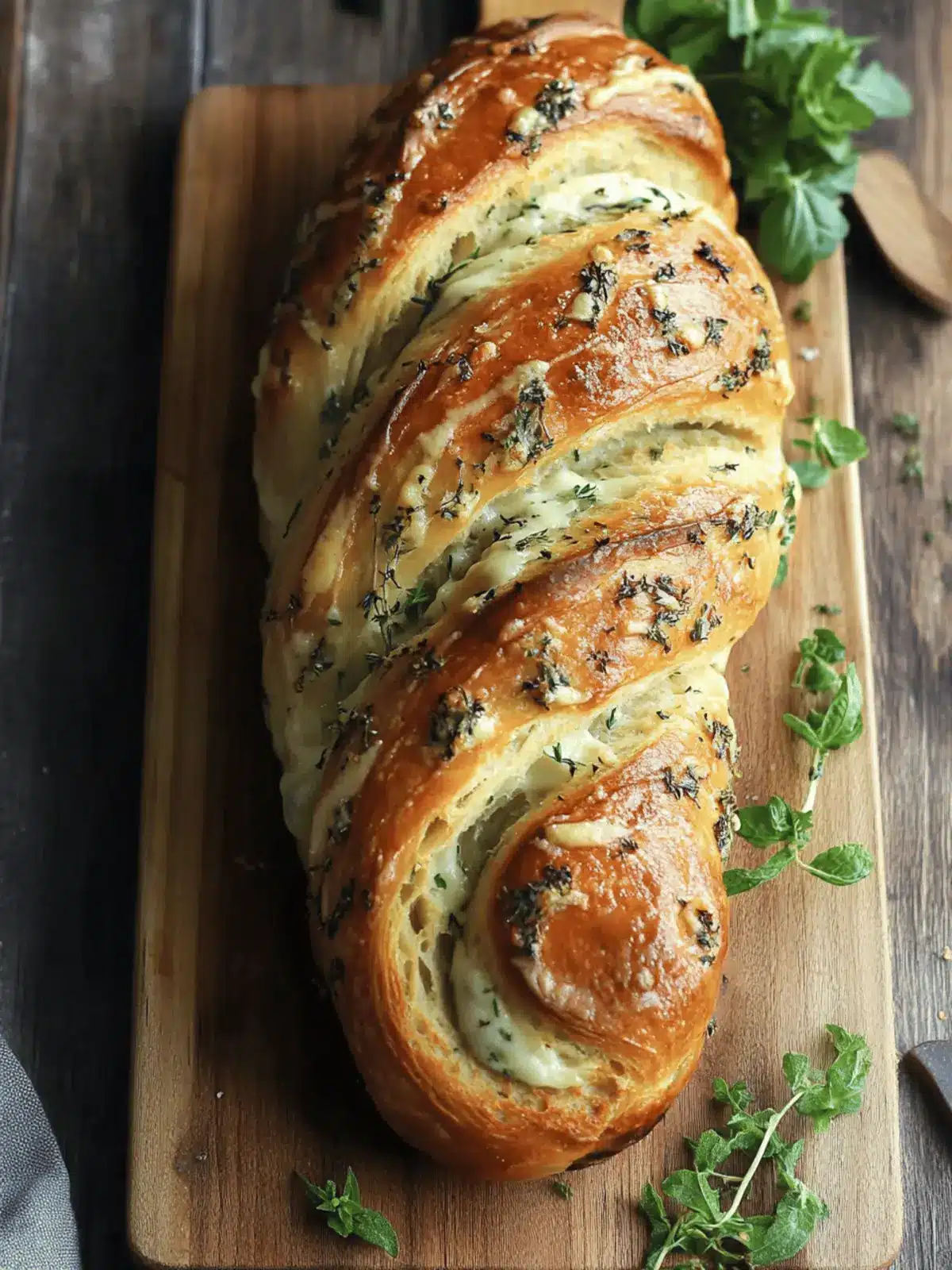 Swirled Garlic Herb and Cheese Bread