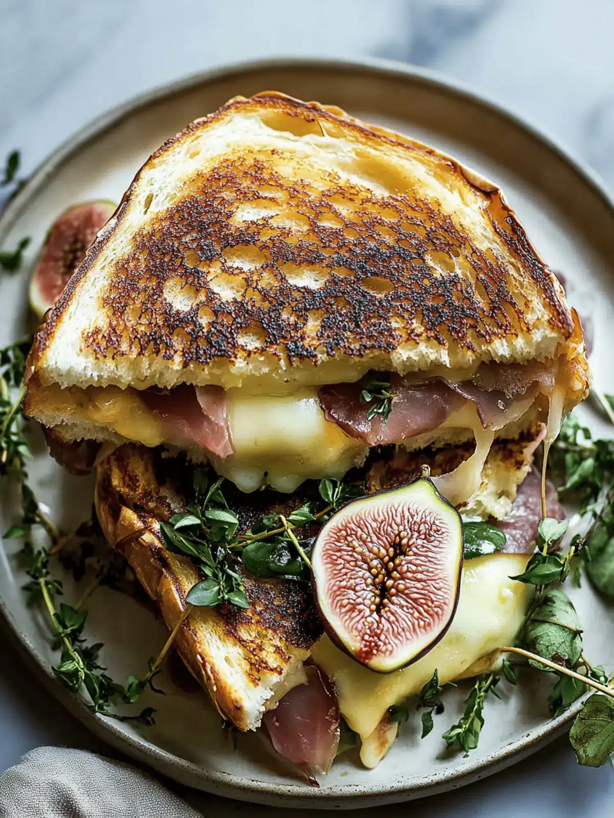 Gourmet Brie, Fig & Prosciutto Grilled Cheese Sandwich