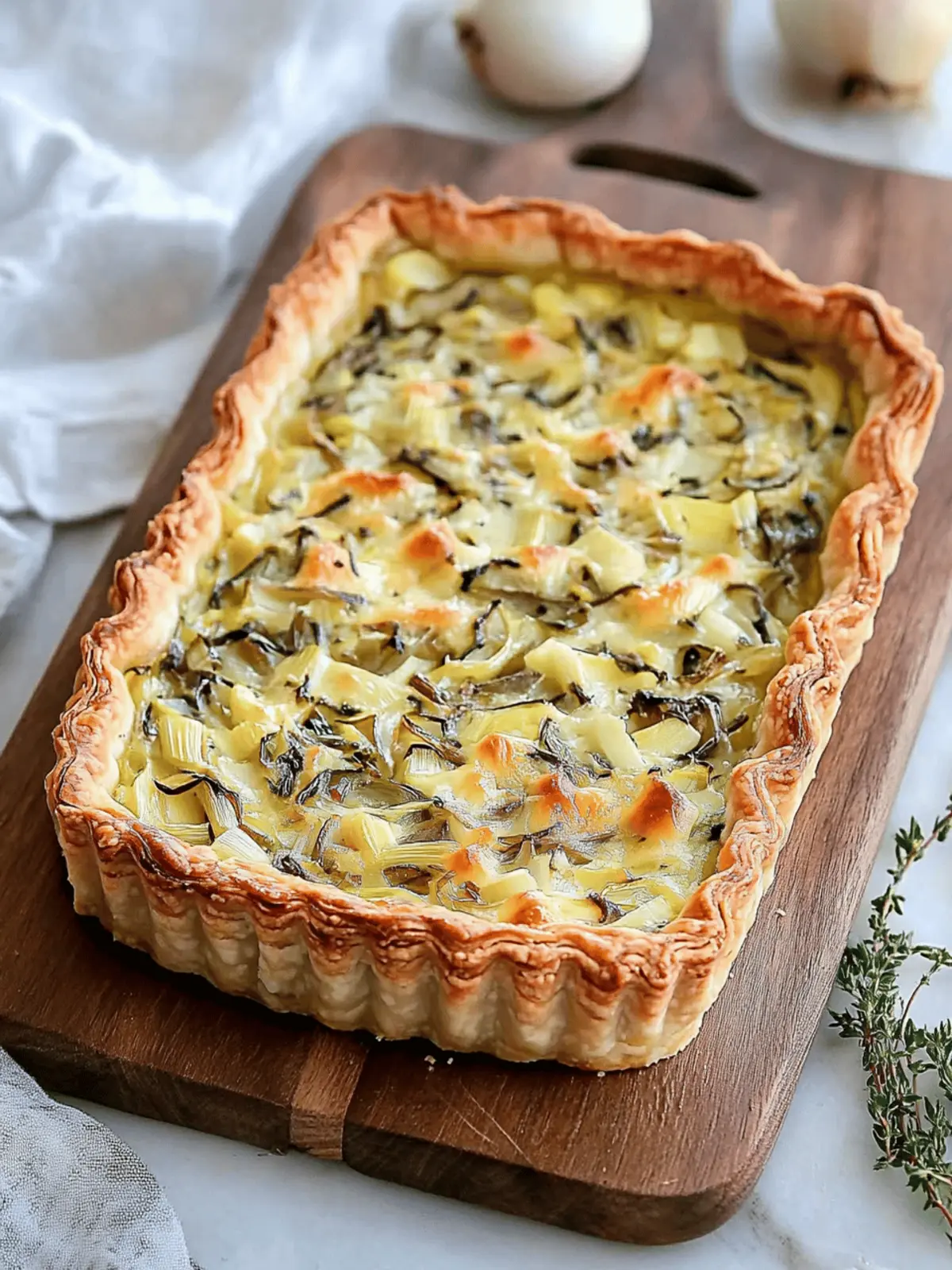Moist Leek Tart with Gruyere and Onions