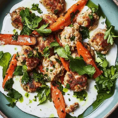 Freeform Chicken Meatballs With Carrots and Yogurt Sauce