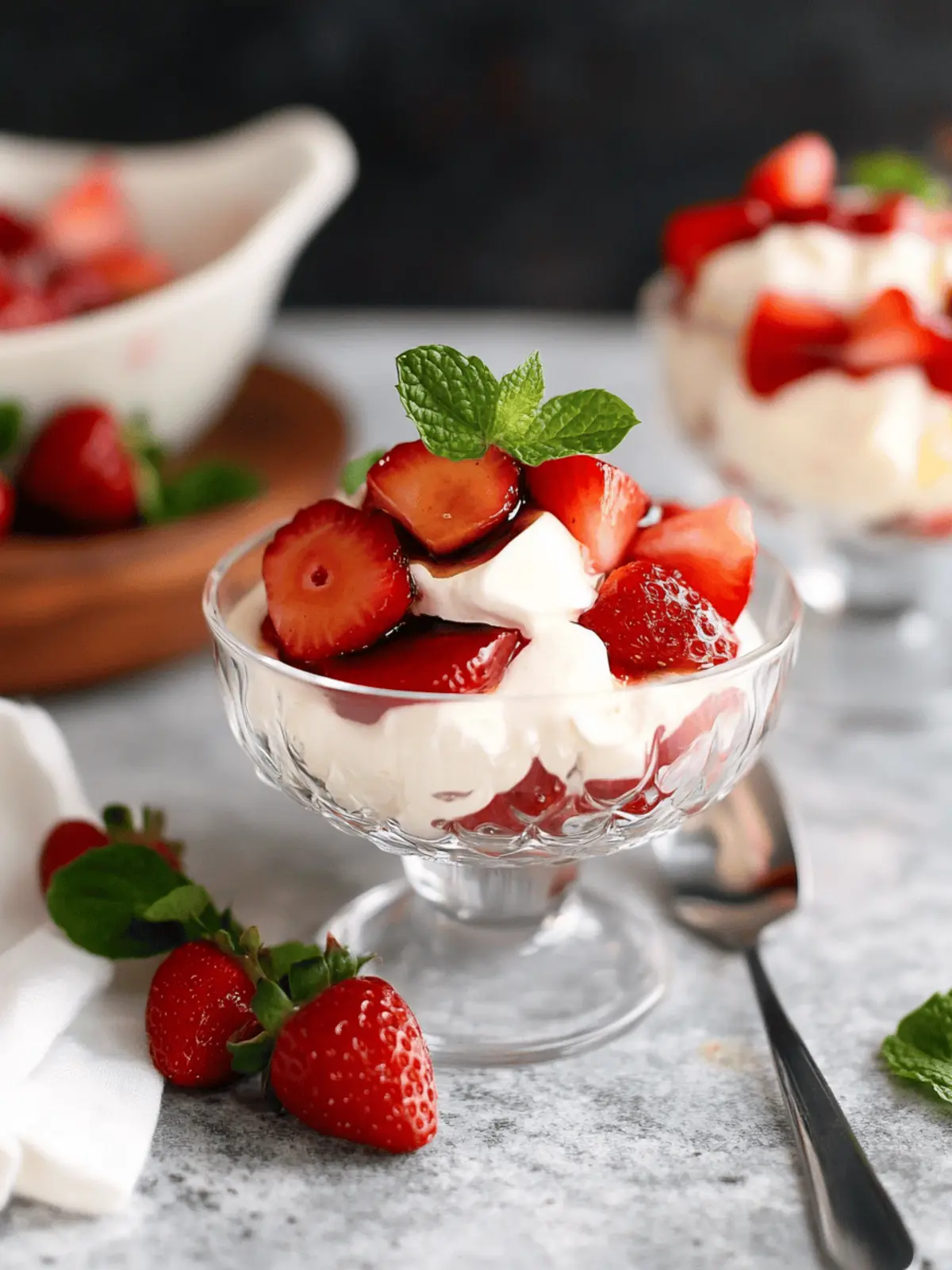 Balsamic Macerated Strawberries and Cream