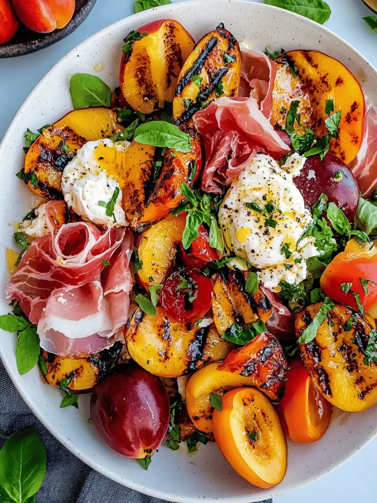 Grilled Nectarine Burrata Prosciutto Salad