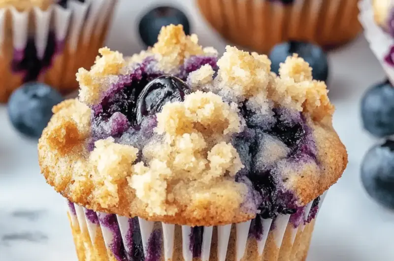Tasty Blueberry Muffins with Crumble Topping