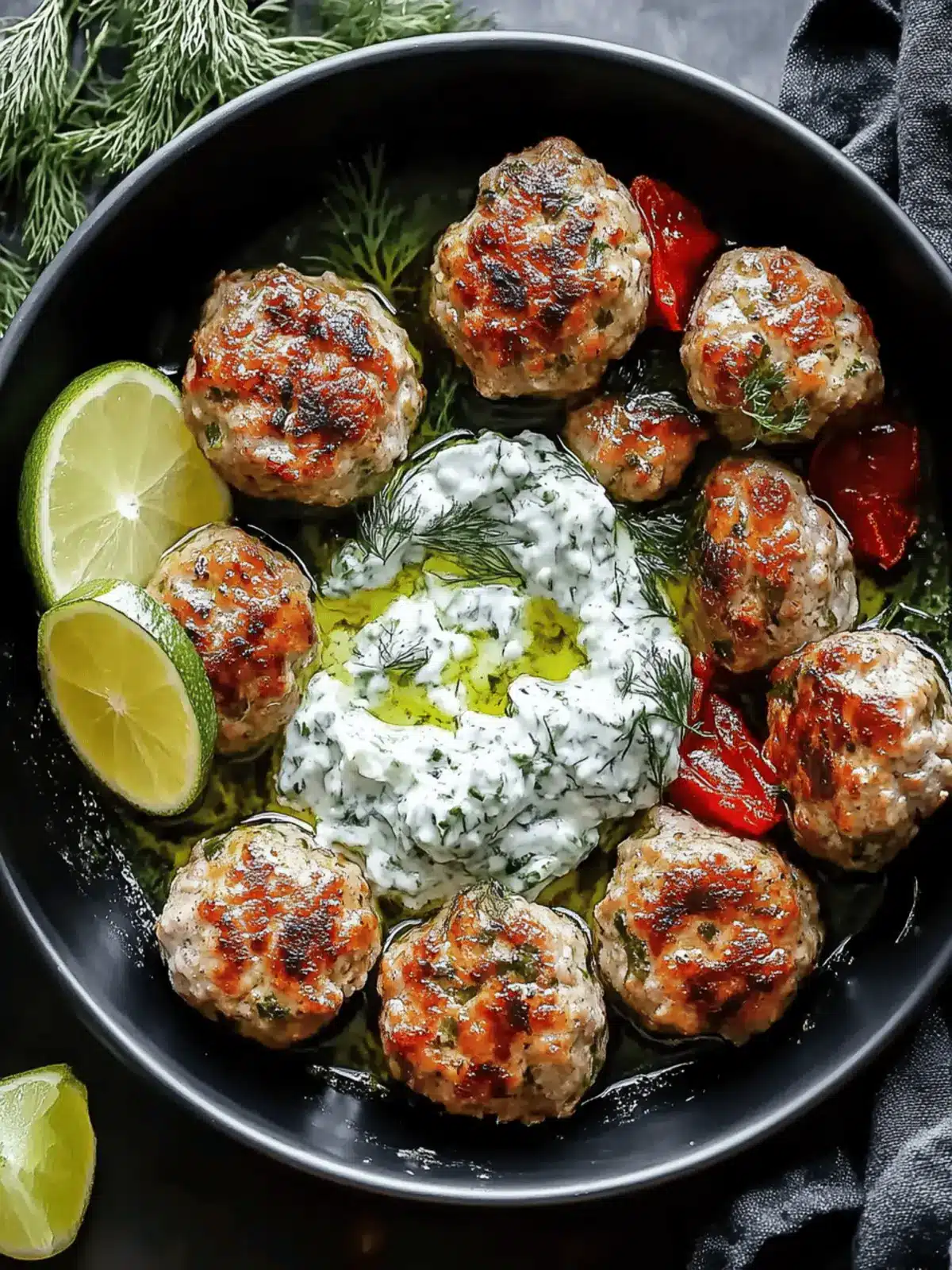 Mediterranean Greek Turkey Meatballs with Tzatziki Sauce