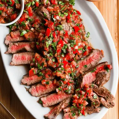Skirt Steak with Roasted Red Pepper Relish