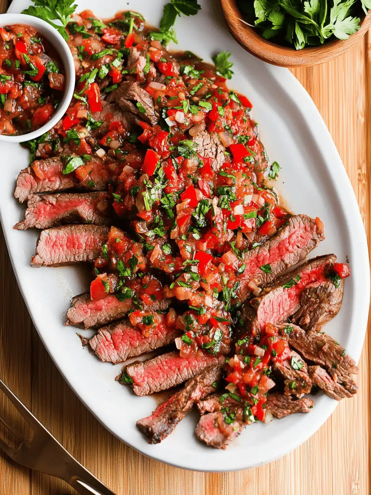 Skirt Steak with Roasted Red Pepper Relish