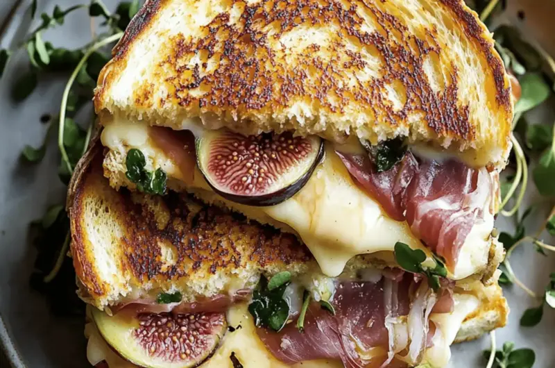 Gourmet Brie, Fig & Prosciutto Grilled Cheese Sandwich