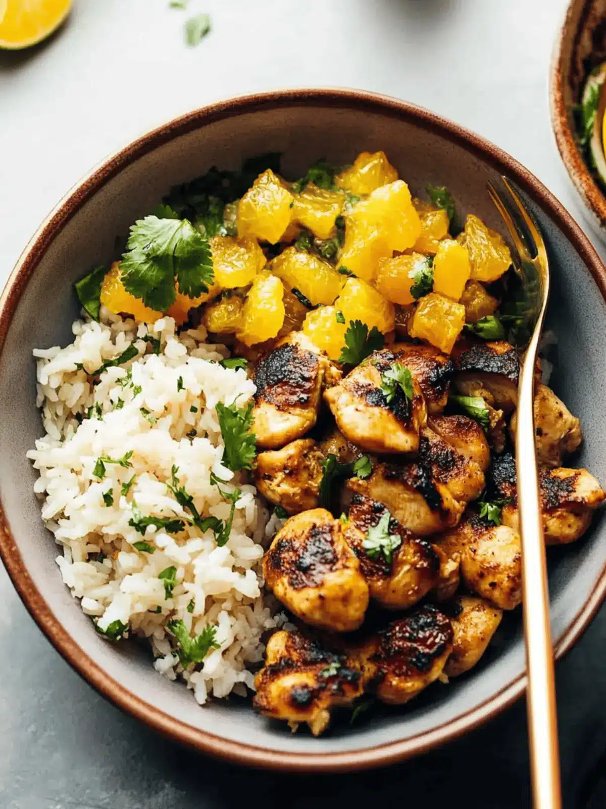 Cilantro Orange Chicken with Rice and Beans