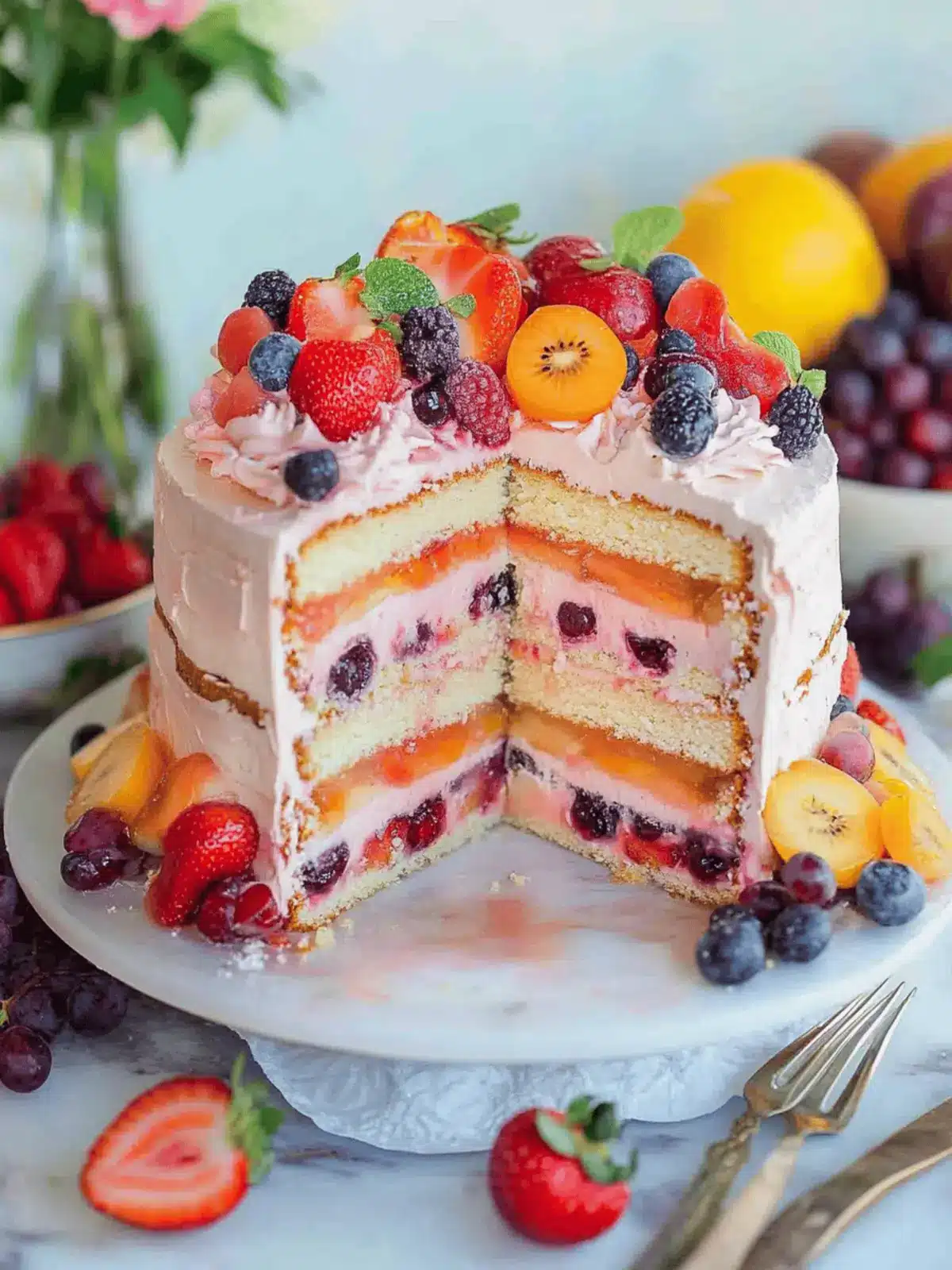 Summer Fruit Sangria Cake