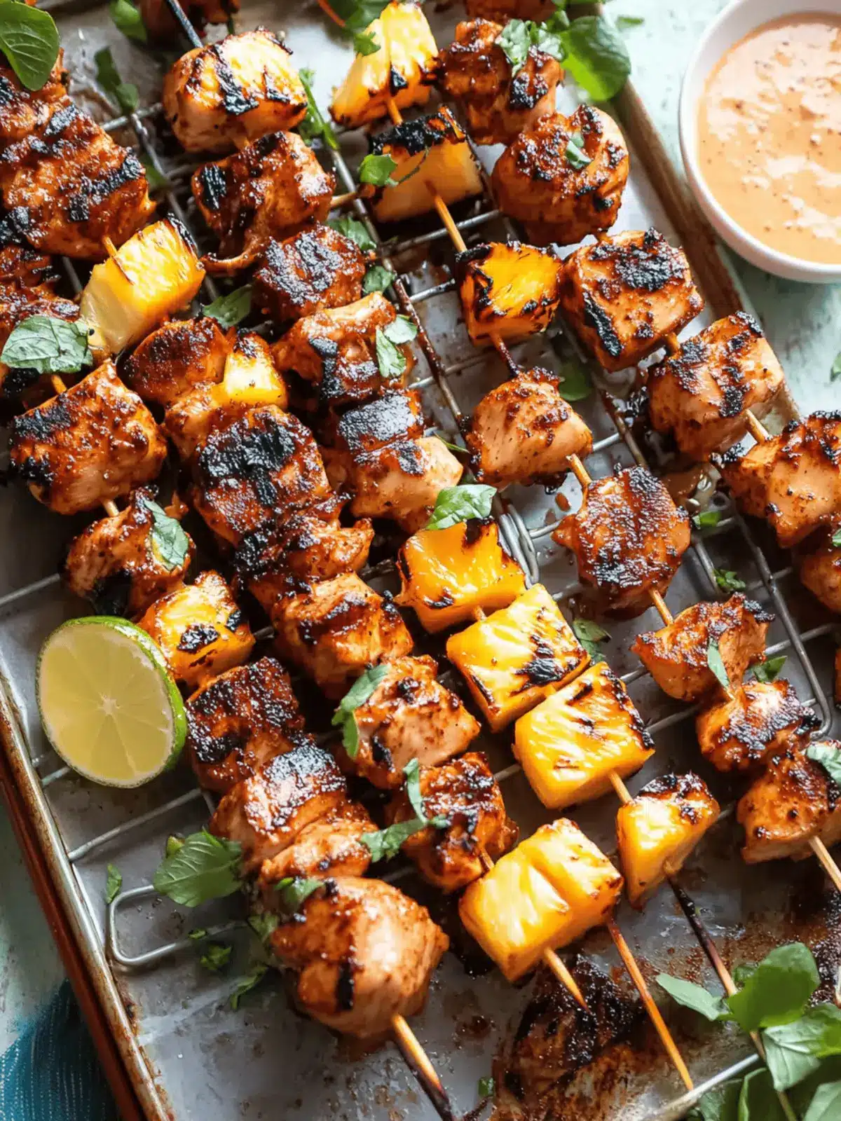 Chipotle Pineapple Bang Bang Chicken Skewers