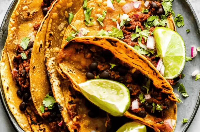 Crispy Sheet Pan Black Bean Tacos (Vegetarian)