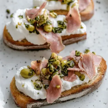 Whipped Ricotta Crostini with Mortadella