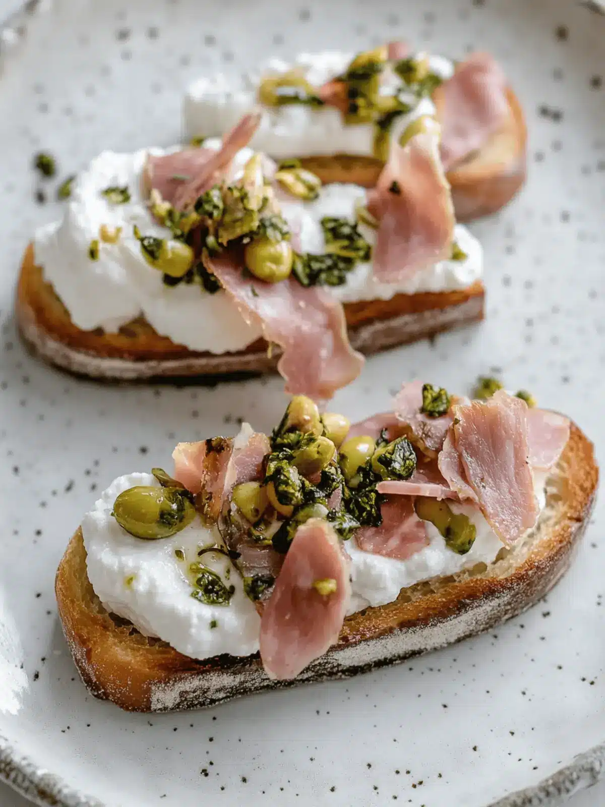 Whipped Ricotta Crostini with Mortadella
