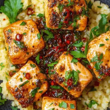 Salmon Bites With Spicy Chili Crisp Sauce