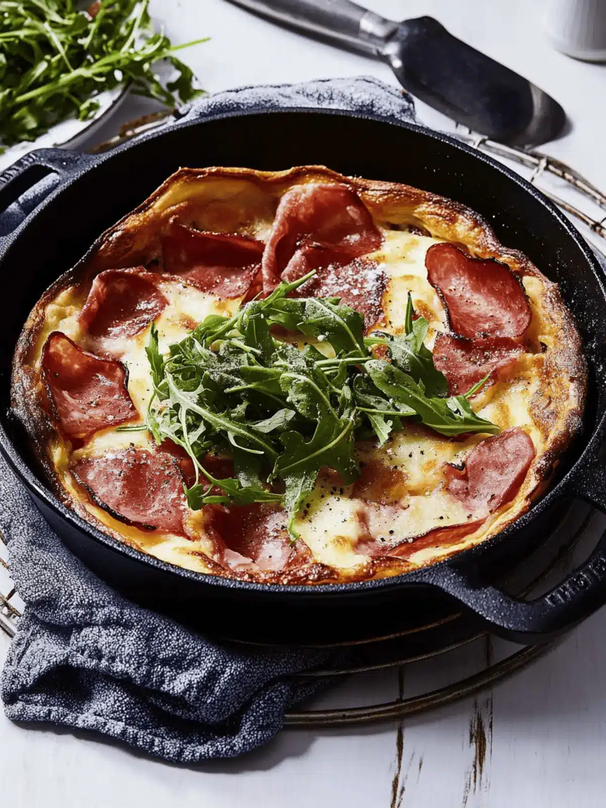 Prosciutto Mozzarella Arugula Dutch Baby