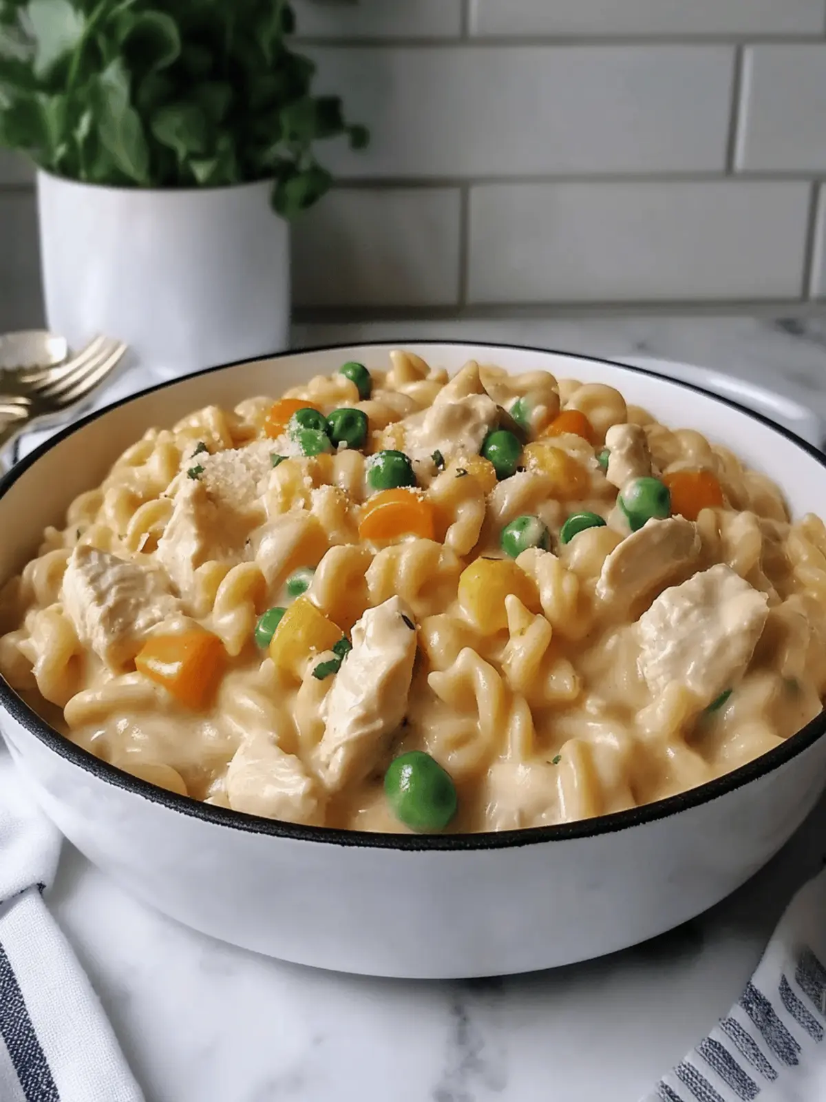 One Pot Chicken Pot Pie Pasta