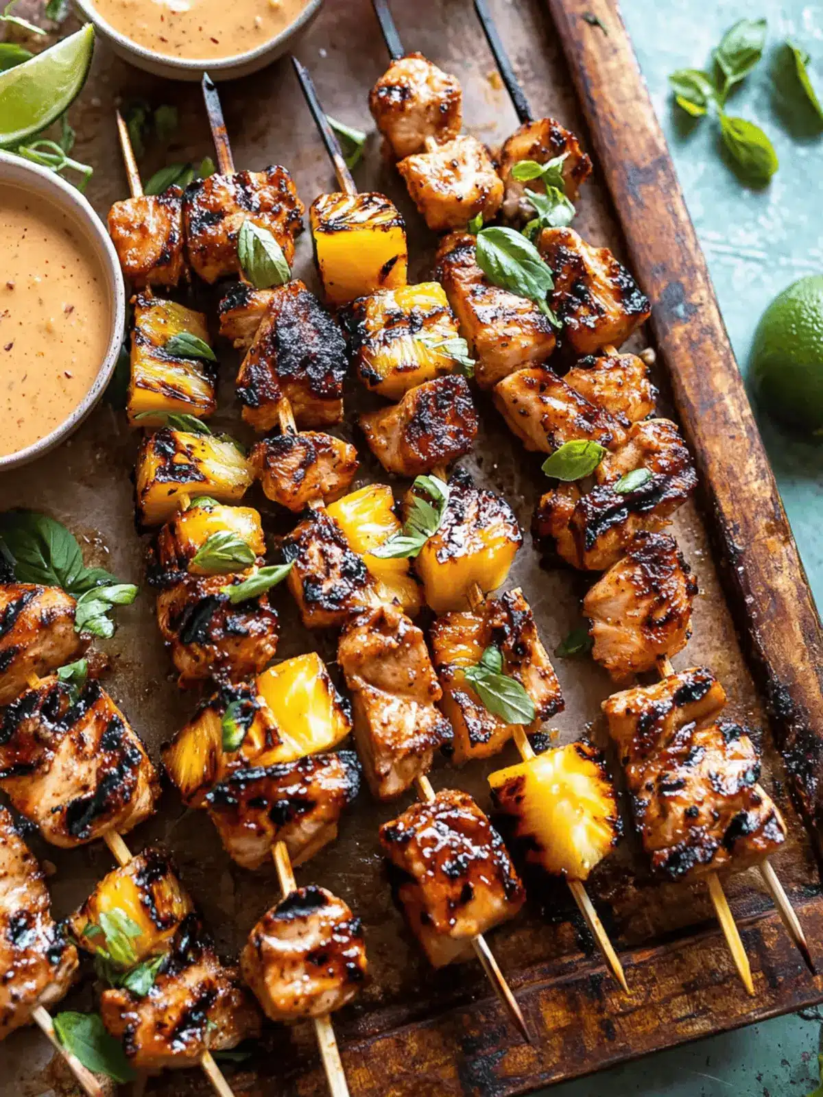 Chipotle Pineapple Bang Bang Chicken Skewers