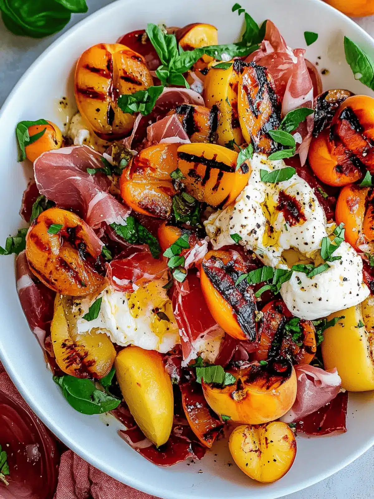 Grilled Nectarine Burrata Prosciutto Salad