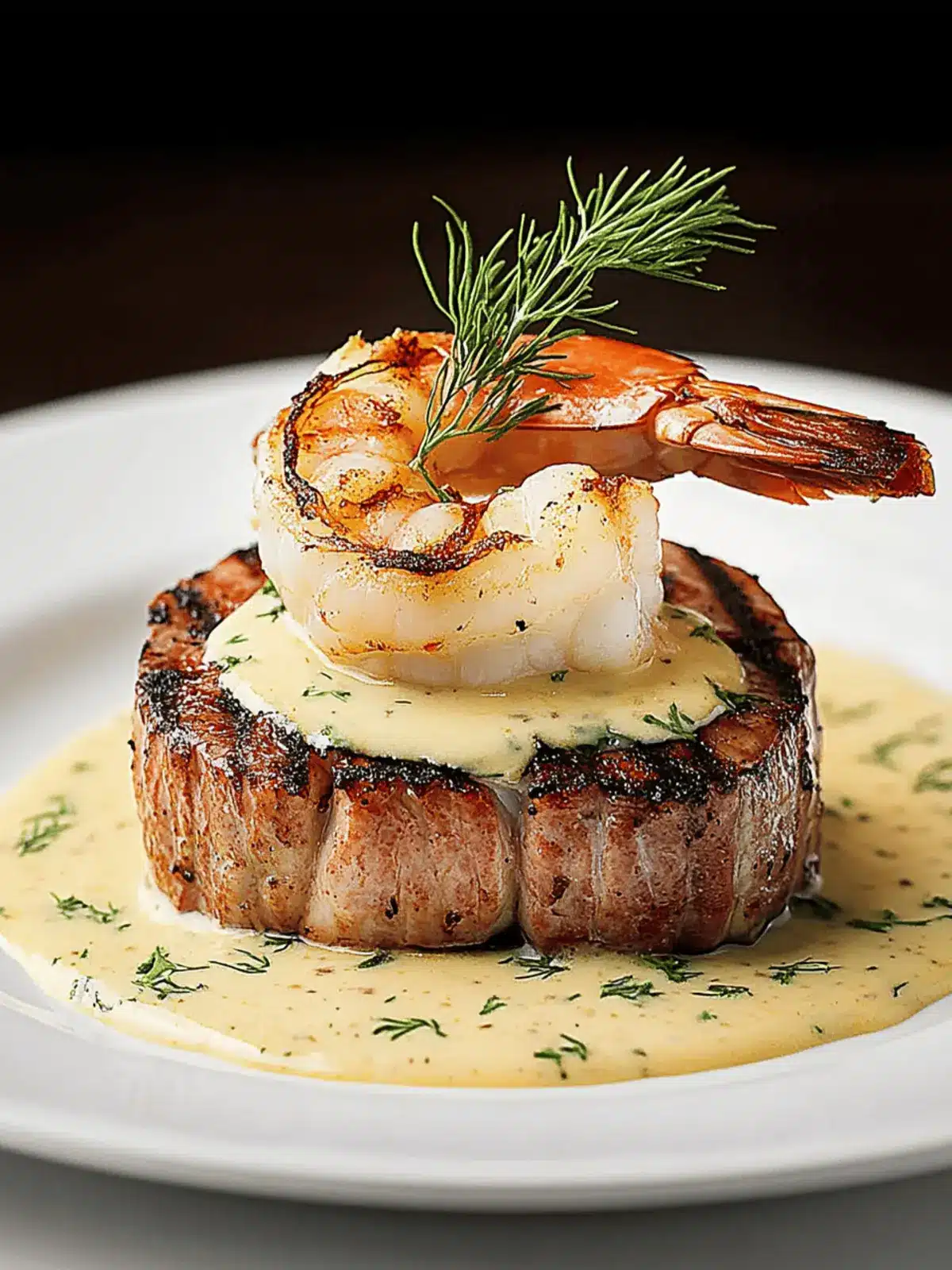 Surf and Turf with Creamy Garlic Sauce