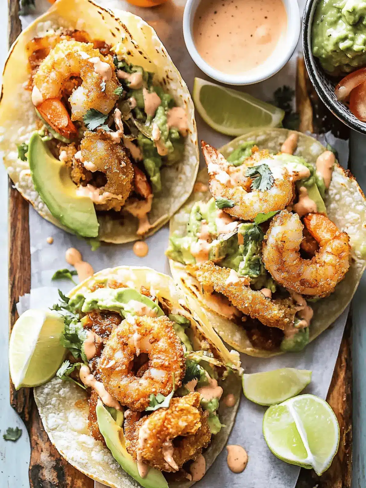 Bang Bang Shrimp and Fried Avocado Tacos
