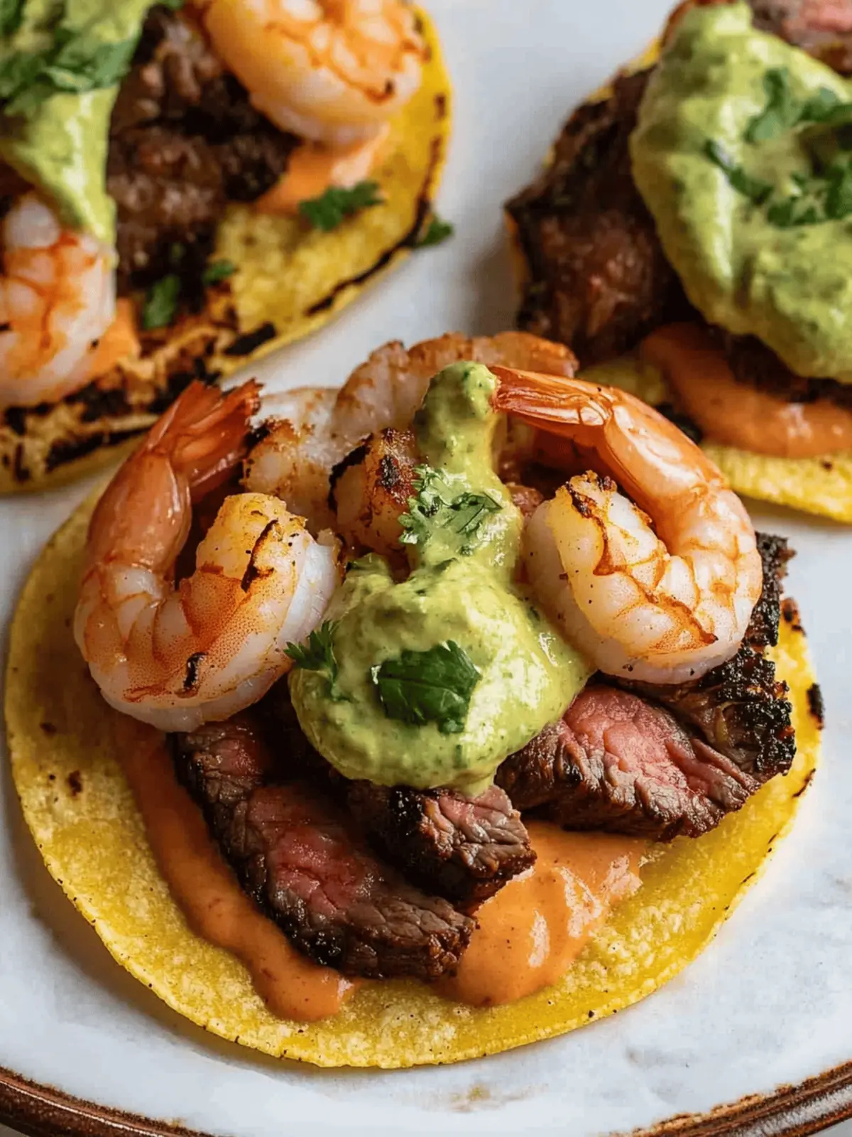 Grilled Steak and Shrimp Tostadas