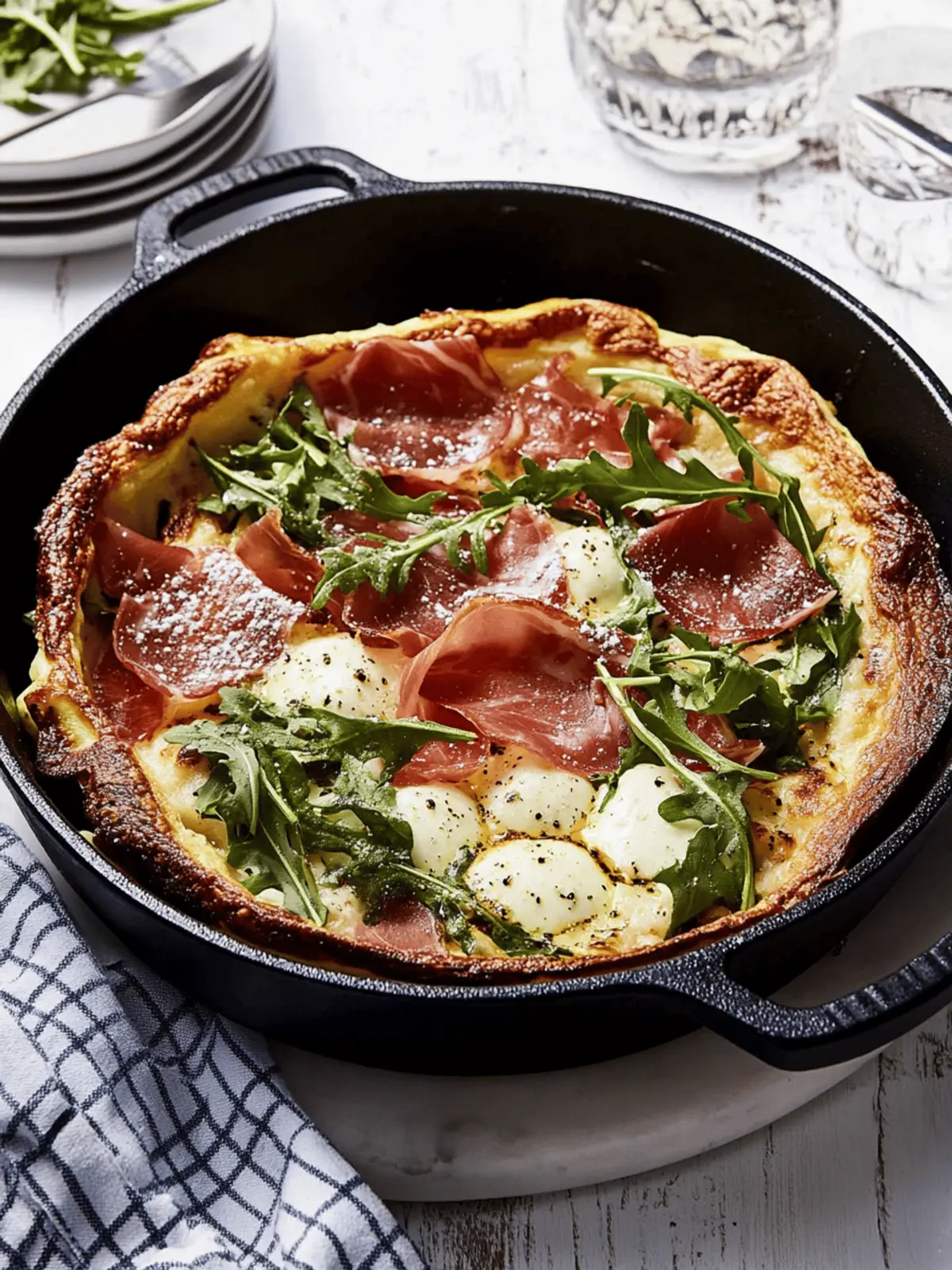 Prosciutto Mozzarella Arugula Dutch Baby