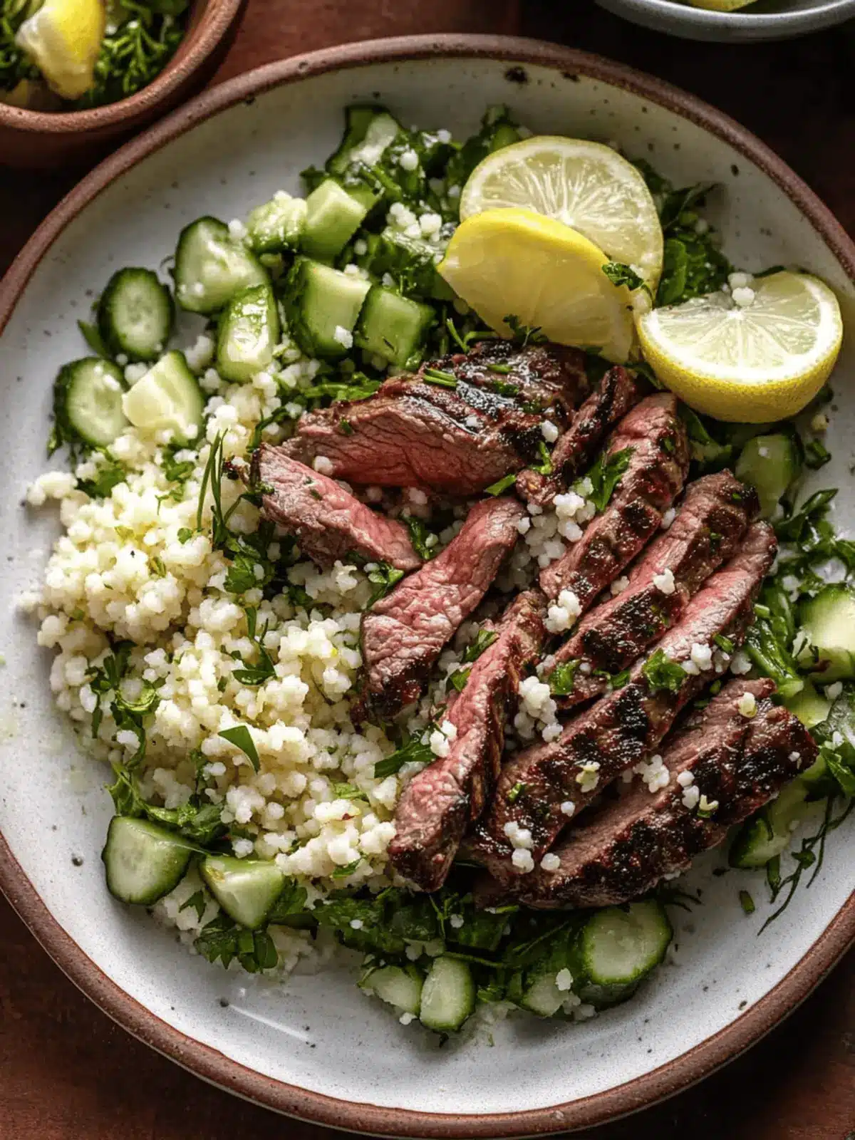 Grilled Skirt Steak with Lemon Herb Couscous Salad