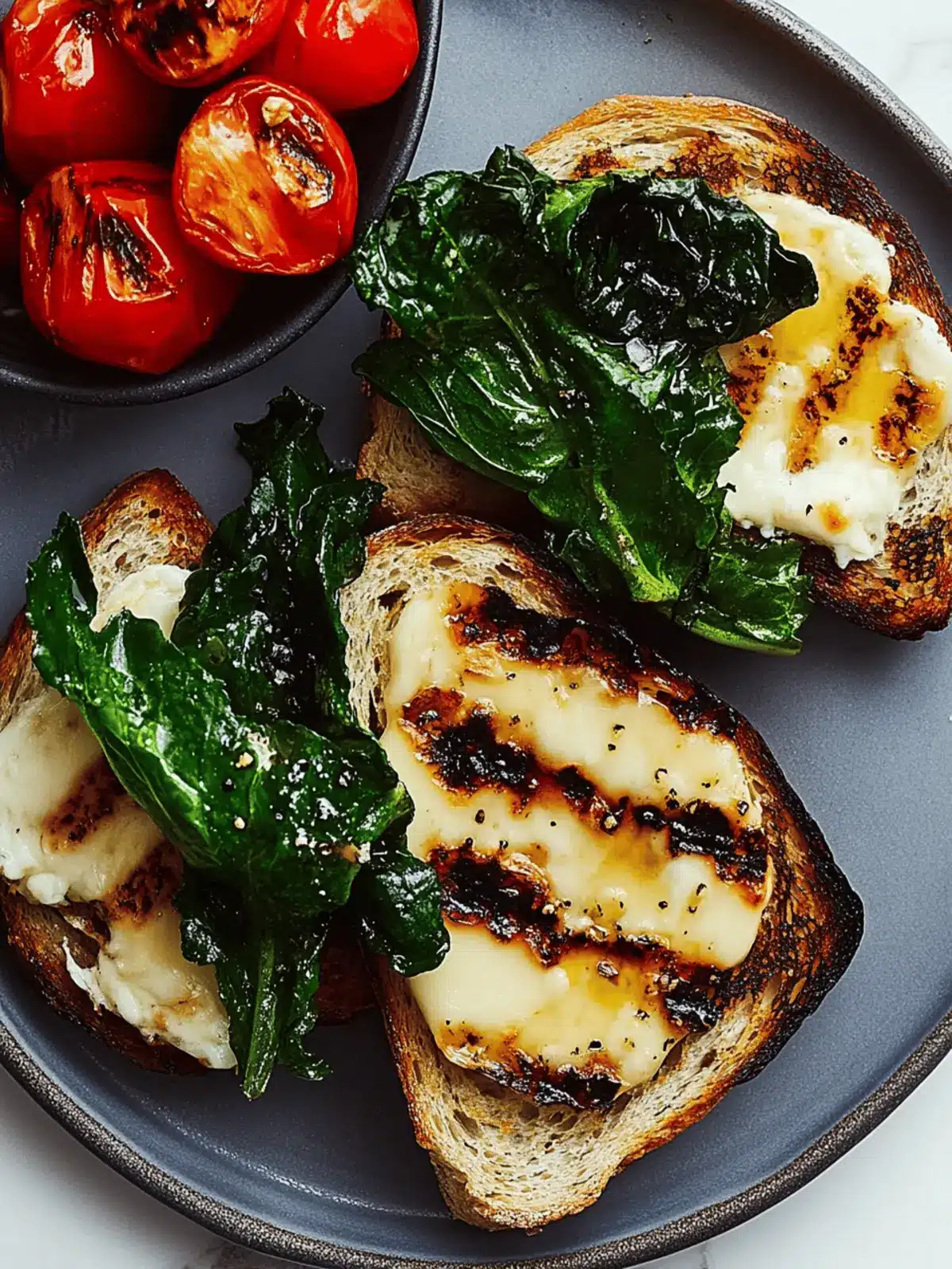 Grilled Greens and Cheese on Toast