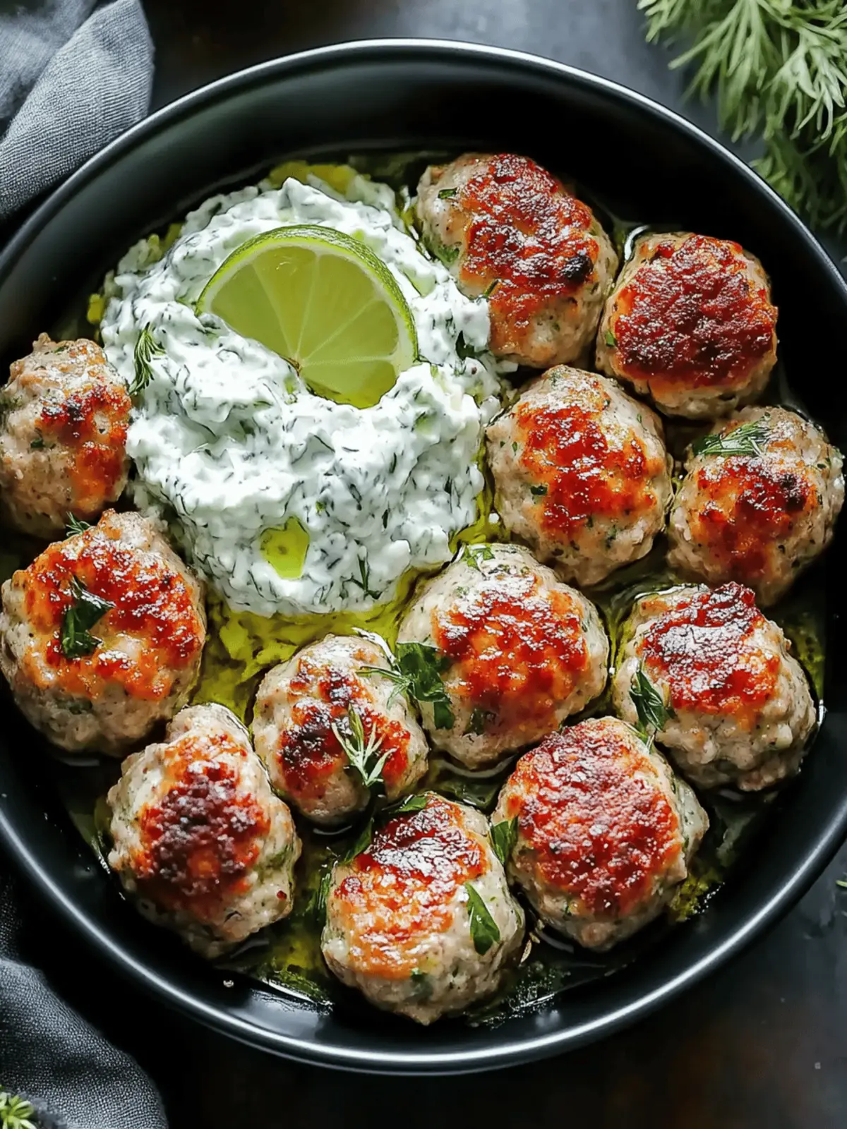 Mediterranean Greek Turkey Meatballs with Tzatziki Sauce