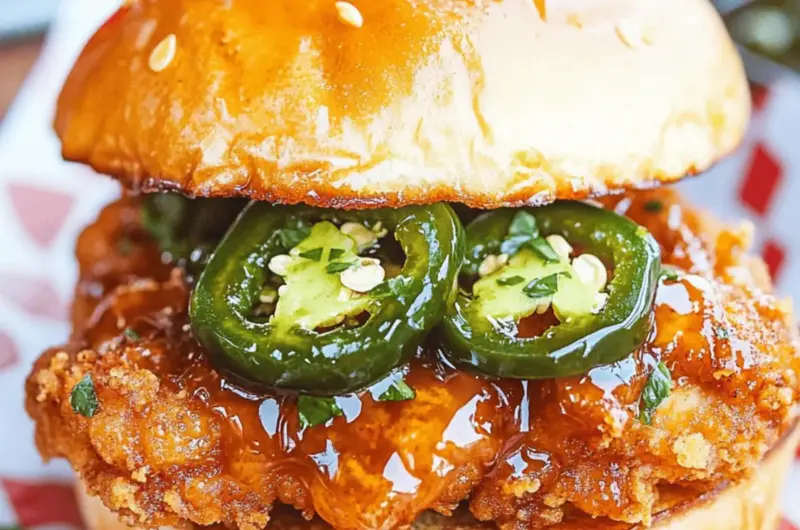Jalapeno Honey Drenched Crispy Fried Chicken Sandwich