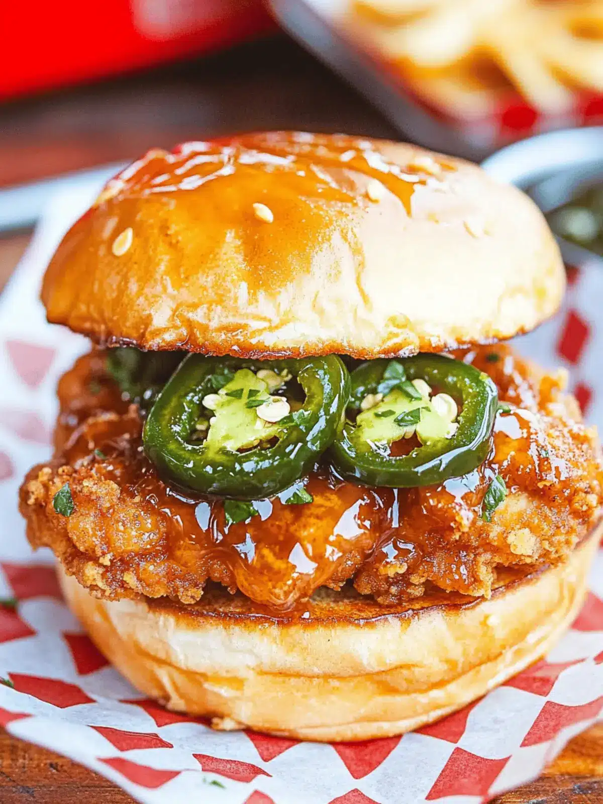 Jalapeno Honey Drenched Crispy Fried Chicken Sandwich