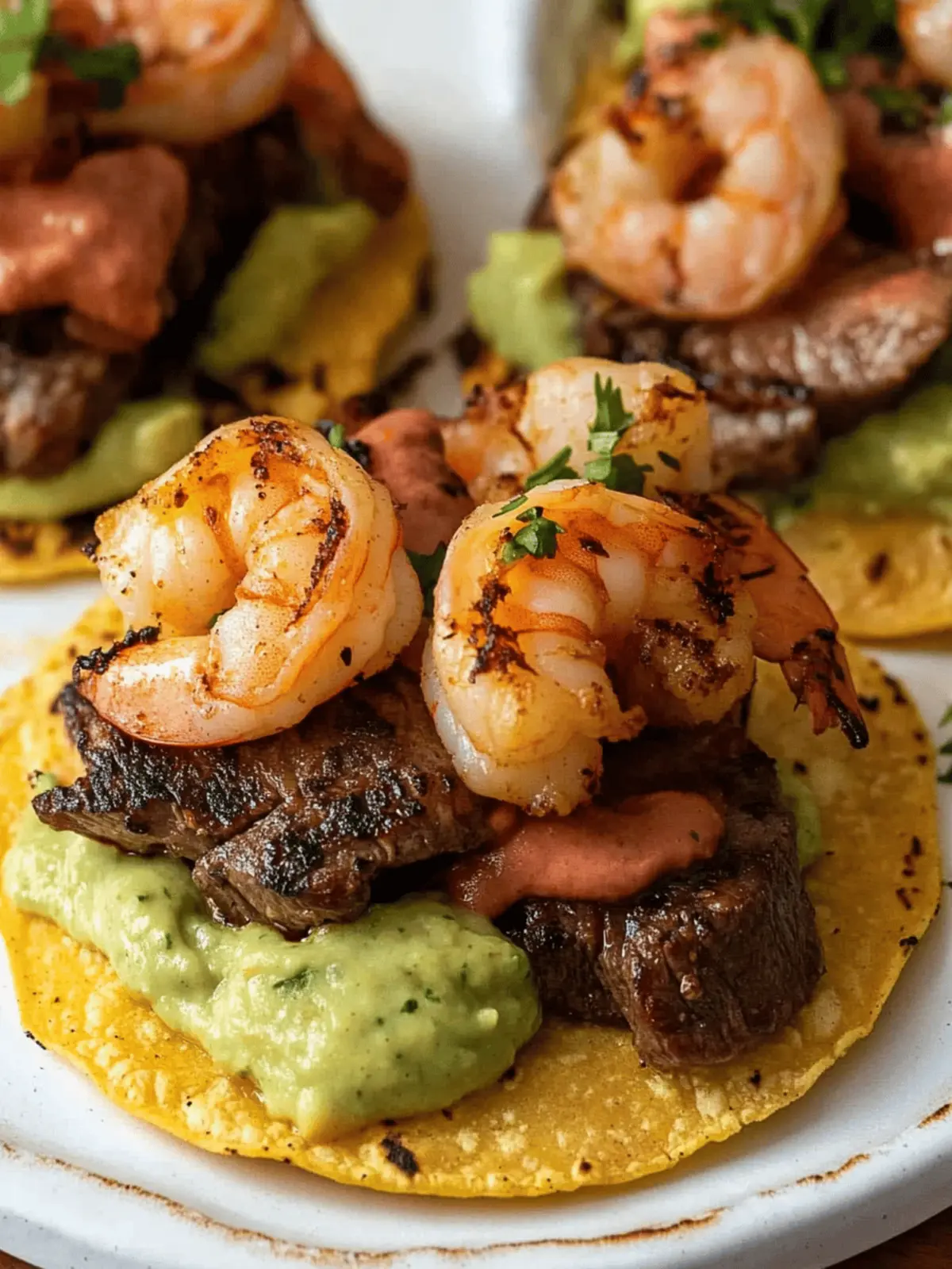 Grilled Steak and Shrimp Tostadas