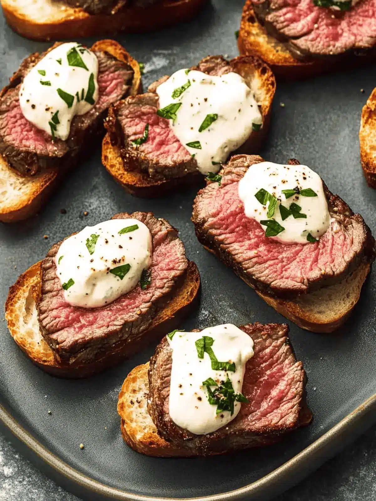 Steak Crostini with Horseradish Cream