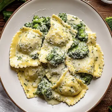 Creamy Date Night Broccoli Alfredo Ravioli