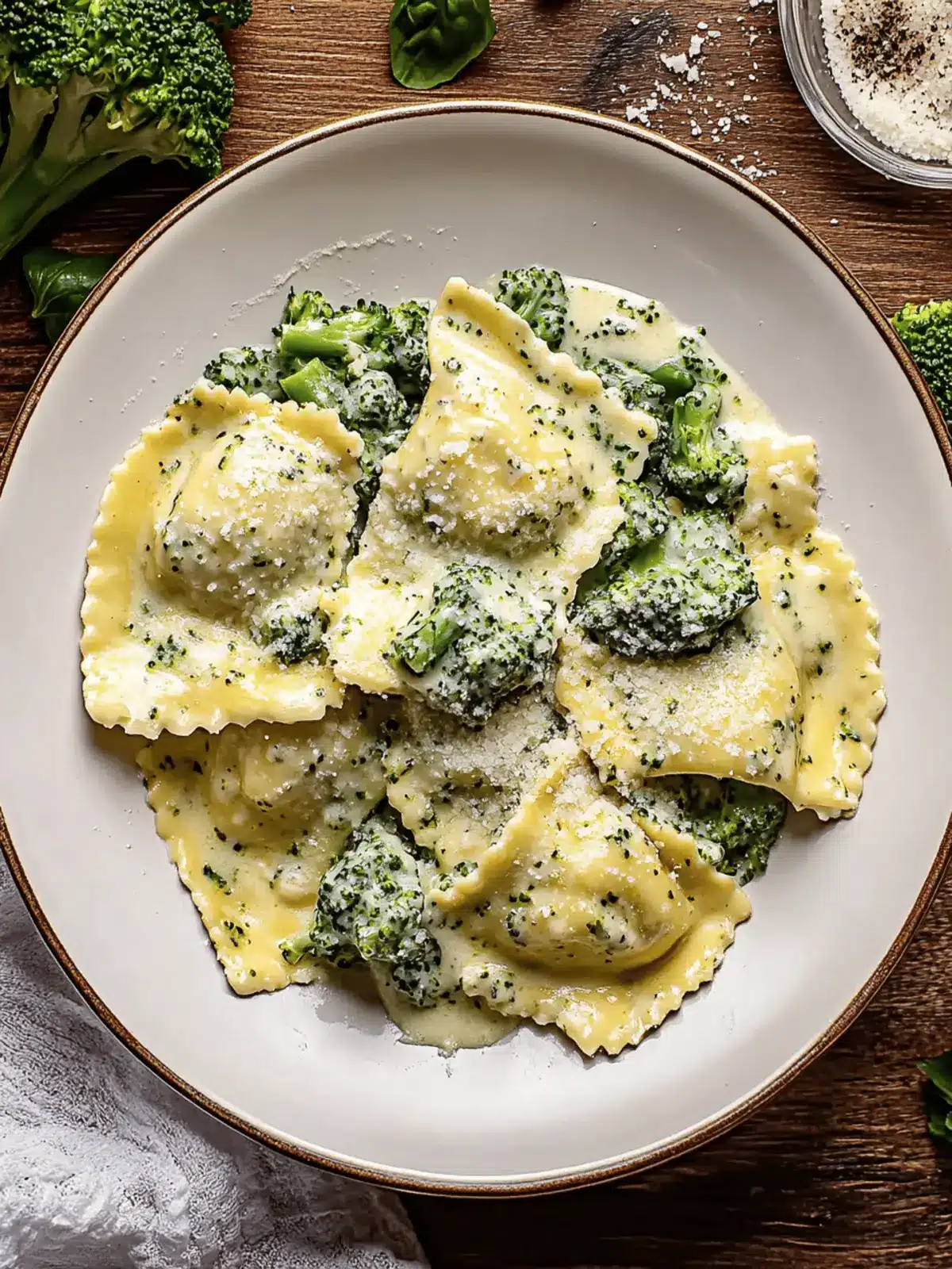 Creamy Date Night Broccoli Alfredo Ravioli