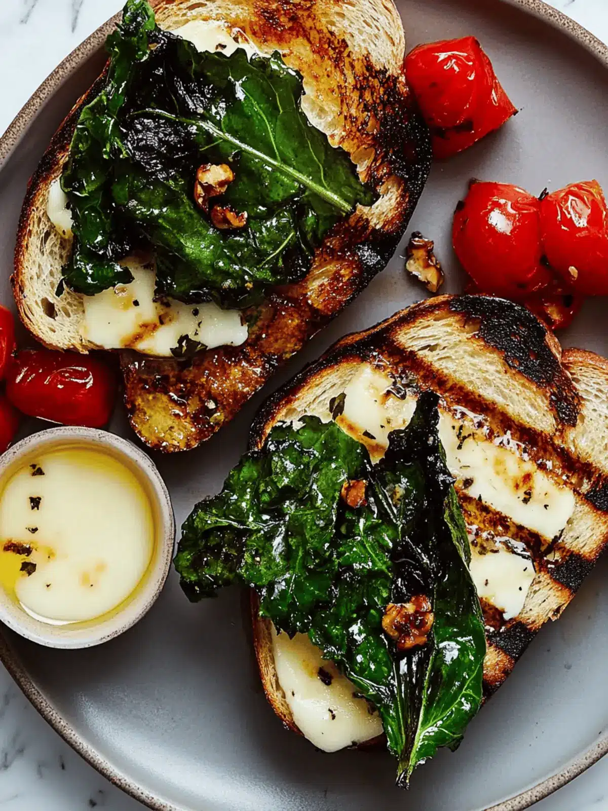 Grilled Greens and Cheese on Toast
