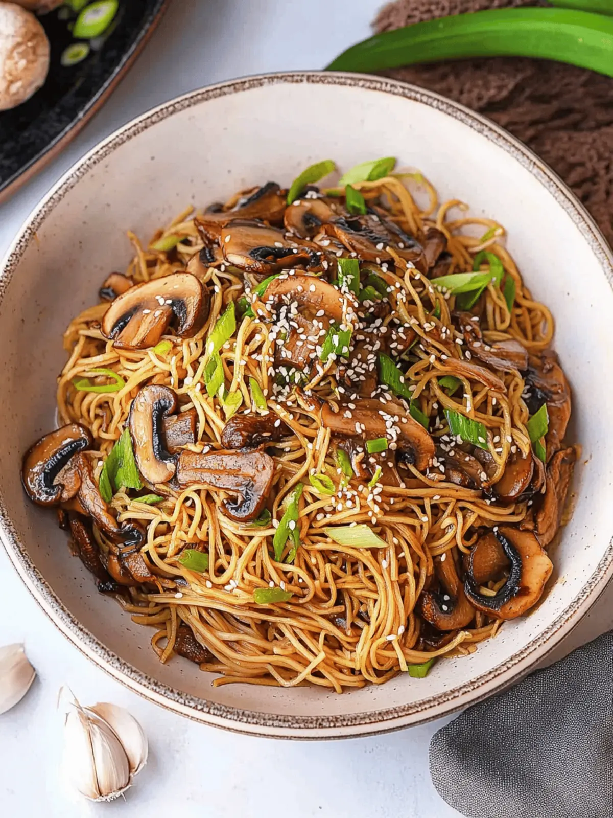 Stir Fry Mushroom Noodles with Garlic and Ginger