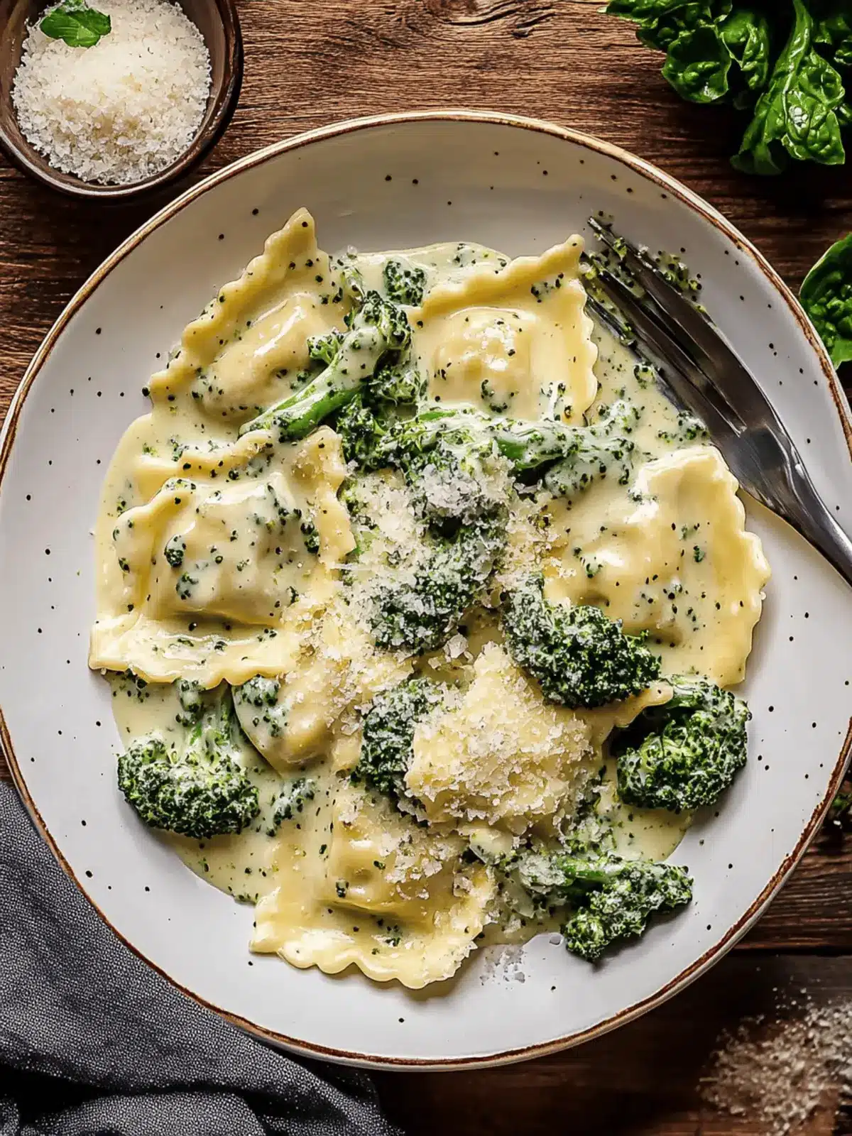 Creamy Date Night Broccoli Alfredo Ravioli