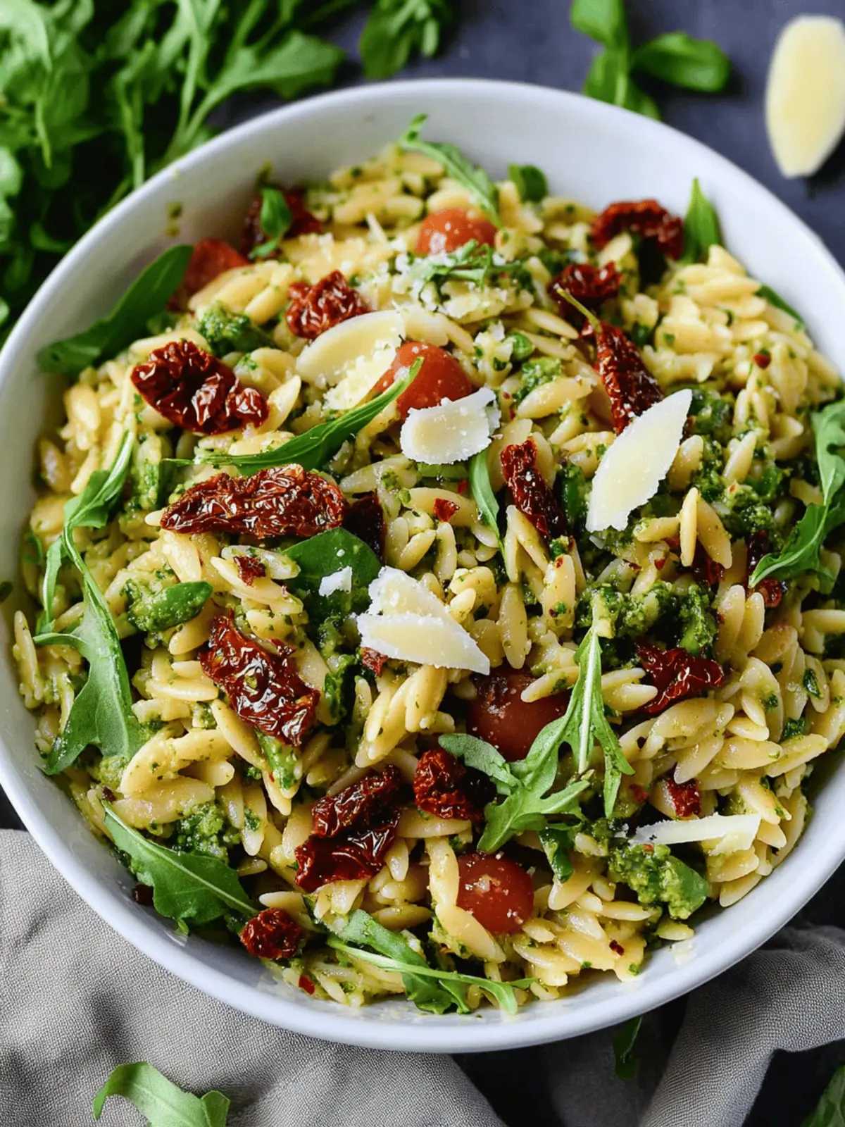 Pesto Orzo Salad with Sundried Tomatoes