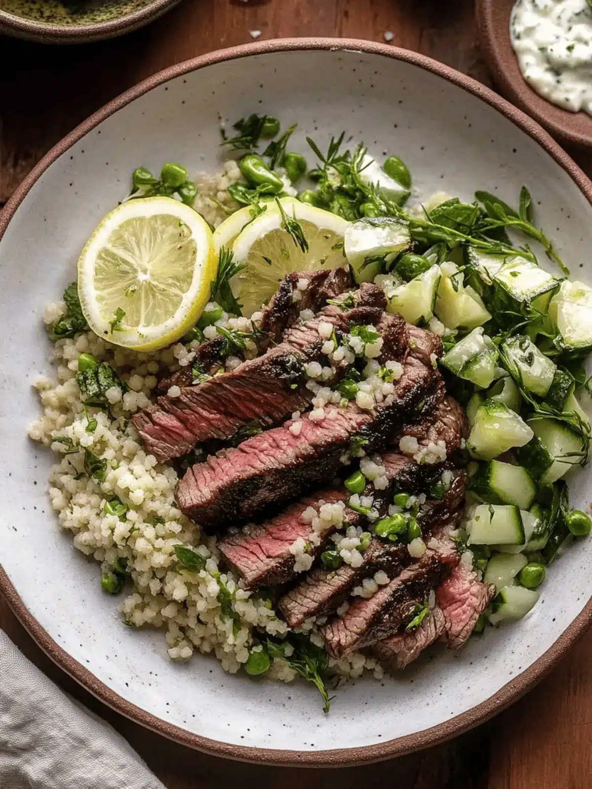 Grilled Skirt Steak with Lemon Herb Couscous Salad