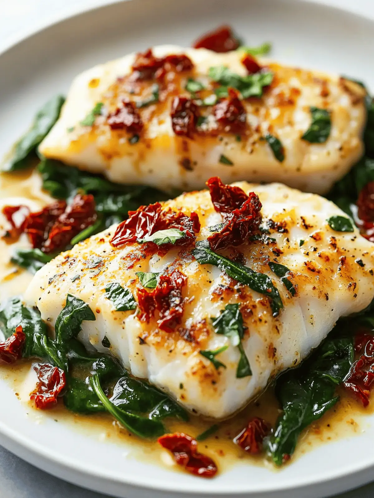 Creamy Keto Tuscan Cod with Spinach and Sun-Dried Tomatoes
