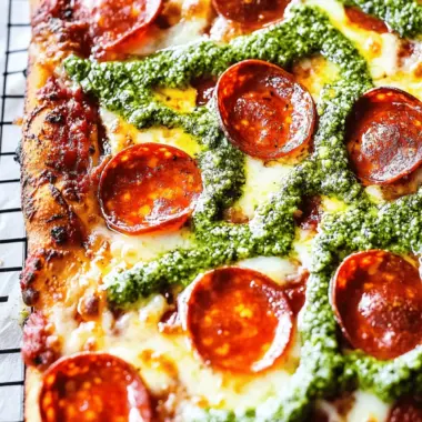 Pepperoni and Roasted Jalapeno Pesto Pan Pizza