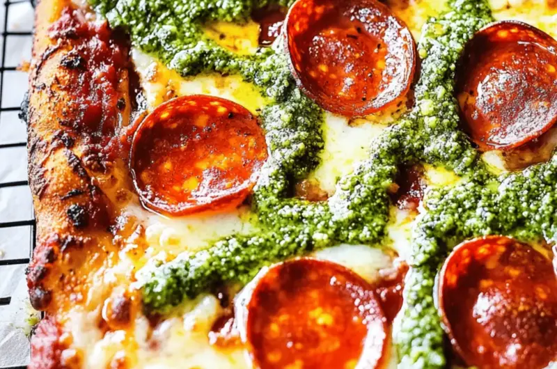 Pepperoni and Roasted Jalapeno Pesto Pan Pizza