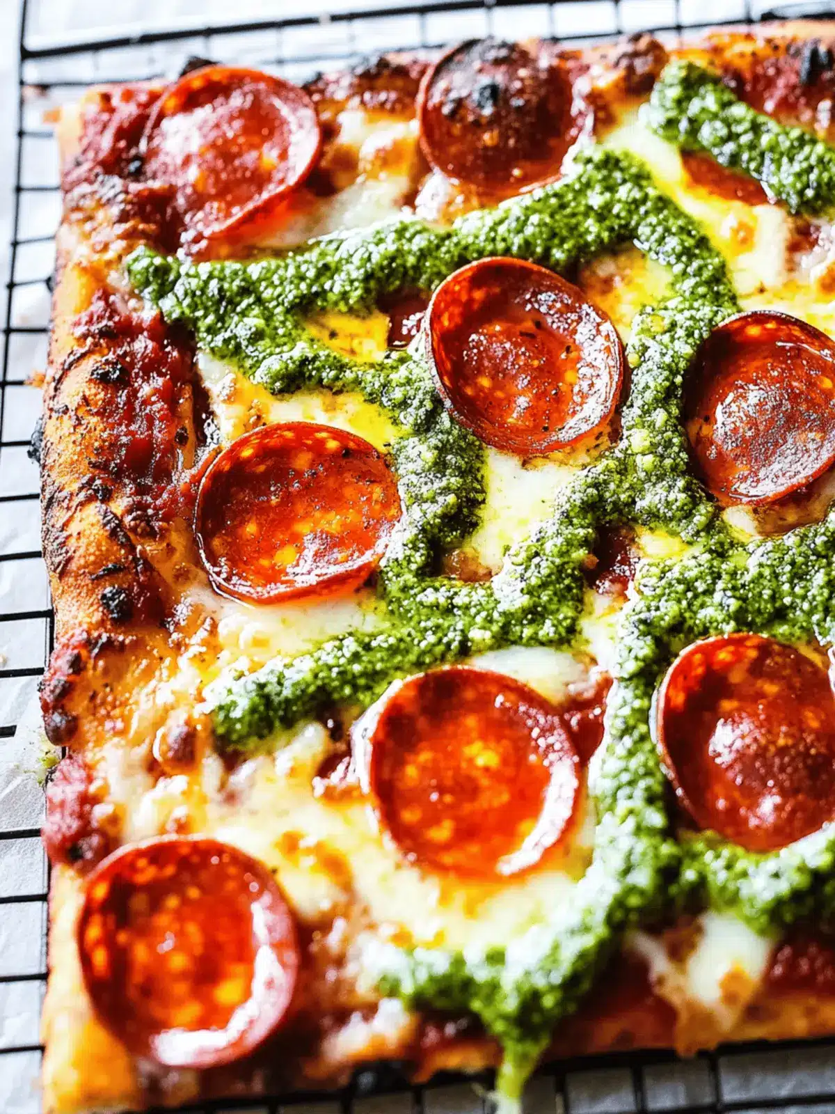 Pepperoni and Roasted Jalapeno Pesto Pan Pizza